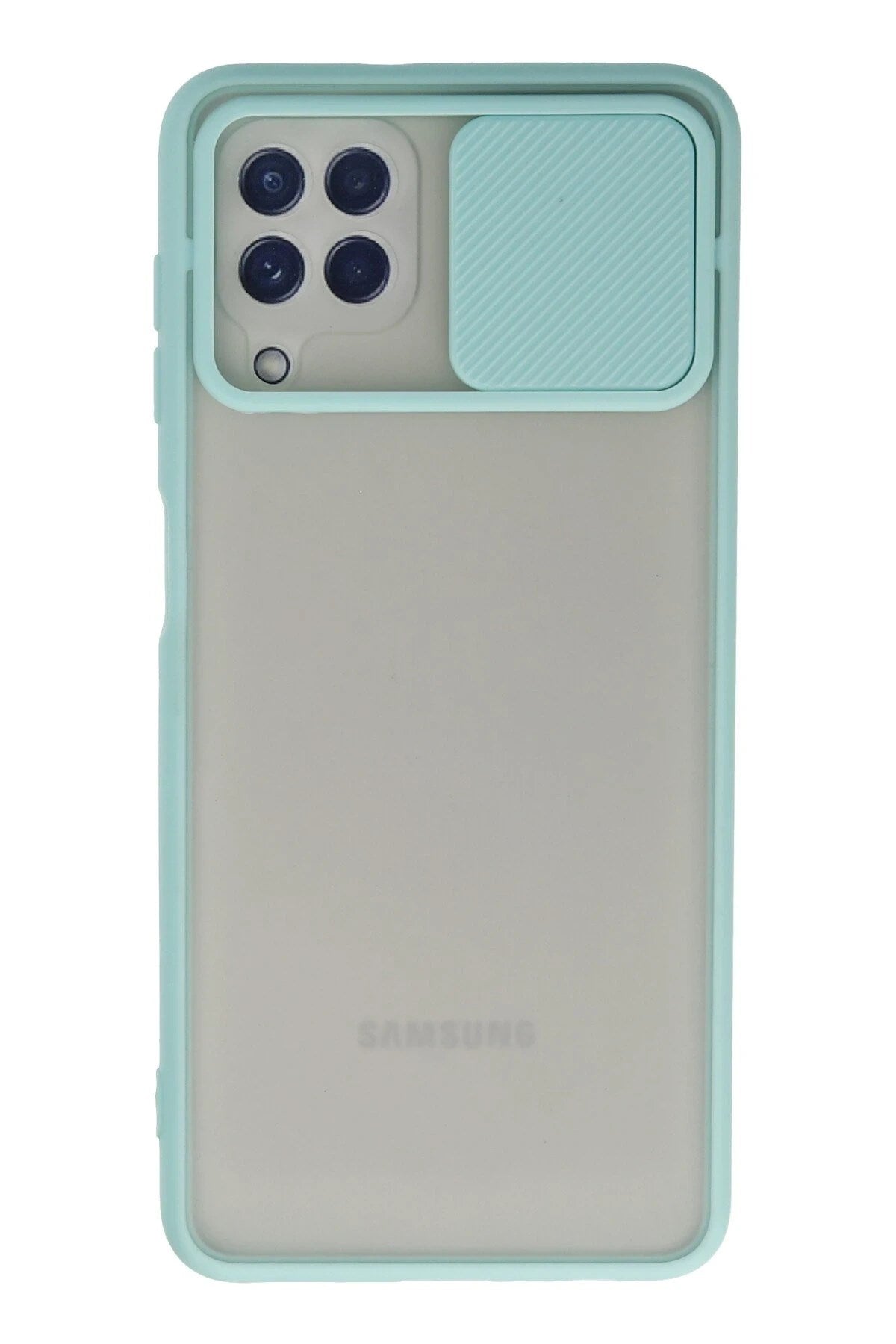 Mey İthalat® Samsung Galaxy A22 Kılıf Palm Buzlu Kamera Sürgülü Silikon - Turkuaz