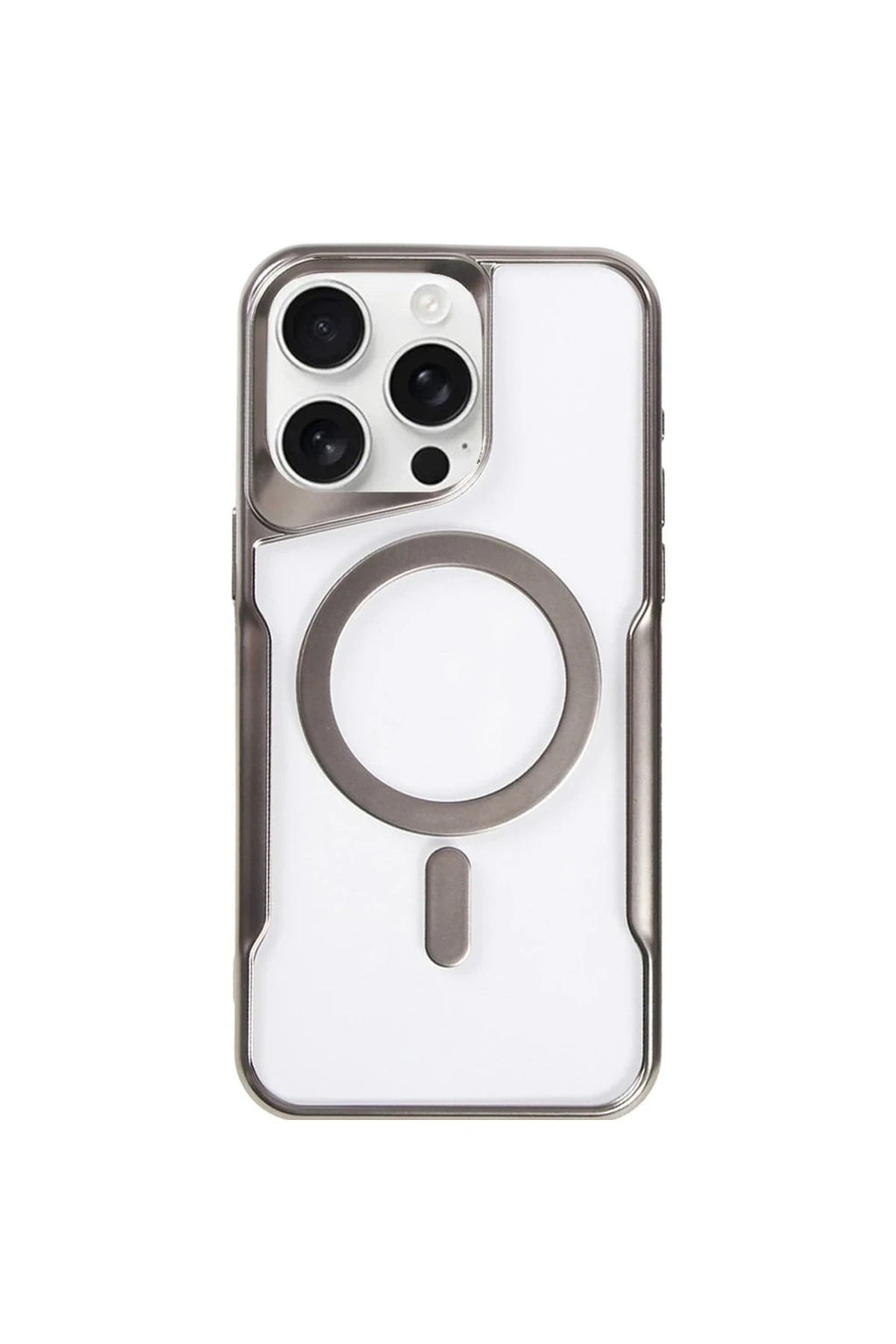 Mey İthalat® iPhone 15 Pro Max Kılıf Boyi Magsafe Silikon Kapak - Titan Gri