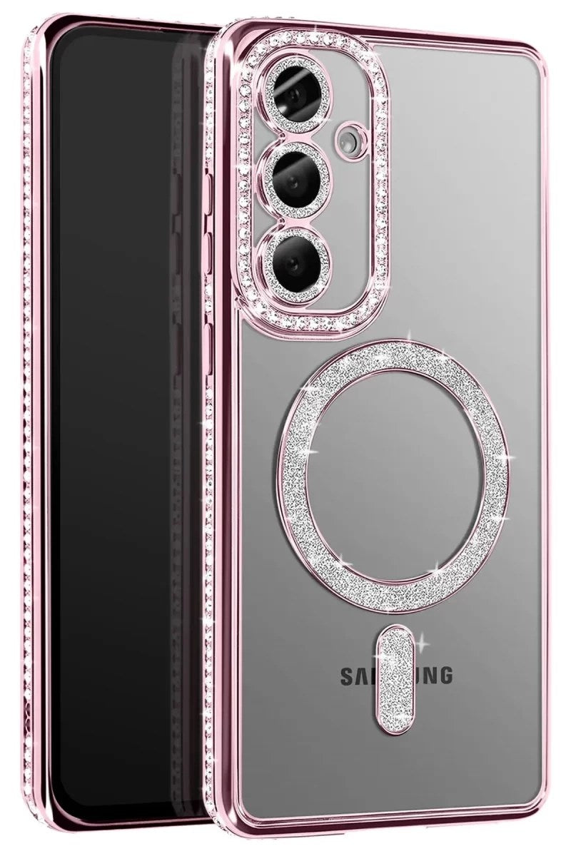 Mey İthalat® Samsung Galaxy A37 5G Joke Simli Magneticsafe Kılıf - Pembe