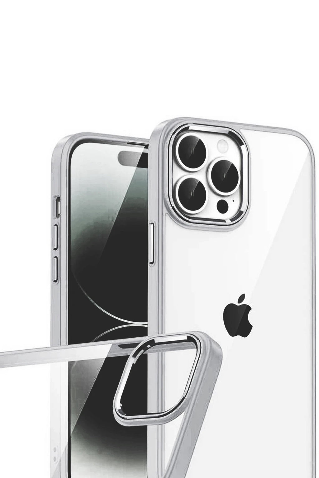Mey İthalat® iPhone 15 Pro Max Lensli Silikon - Gümüş