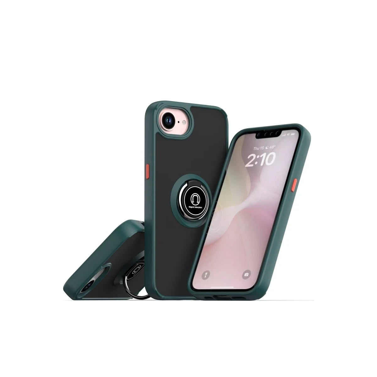 Mey İthalat® iPhone 16E Kılıf Montreal Yüzüklü Silikon Kapak - Yeşil