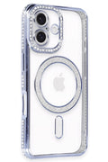 Mey İthalat® iPhone 16 Kılıf Joke Simli Magneticsafe Kılıf - Mavi