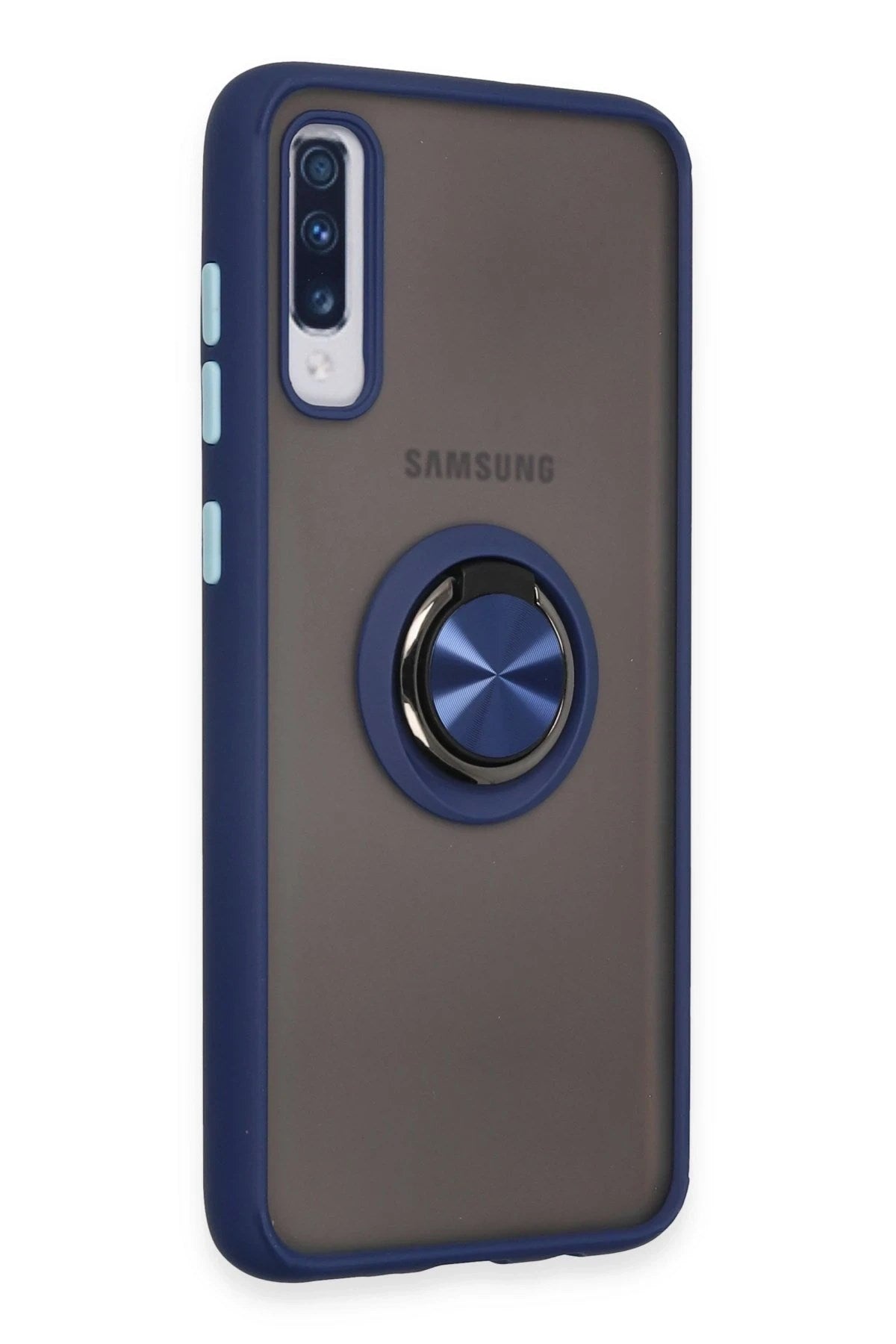 Mey İthalat® Samsung Galaxy A70 Kılıf Montreal Yüzüklü Silikon Kapak - Lacivert