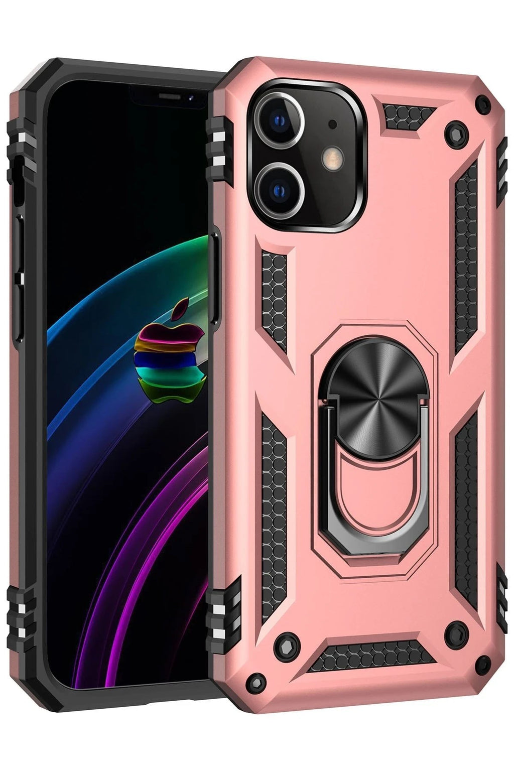 Mey İthalat® iPhone 12 Mini Kılıf Sofya Yüzüklü Silikon Kapak - Rose