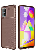 Mey İthalat® Samsung Galaxy M31S Kılıf Auto Focus Karbon Kapak - Kahverengi