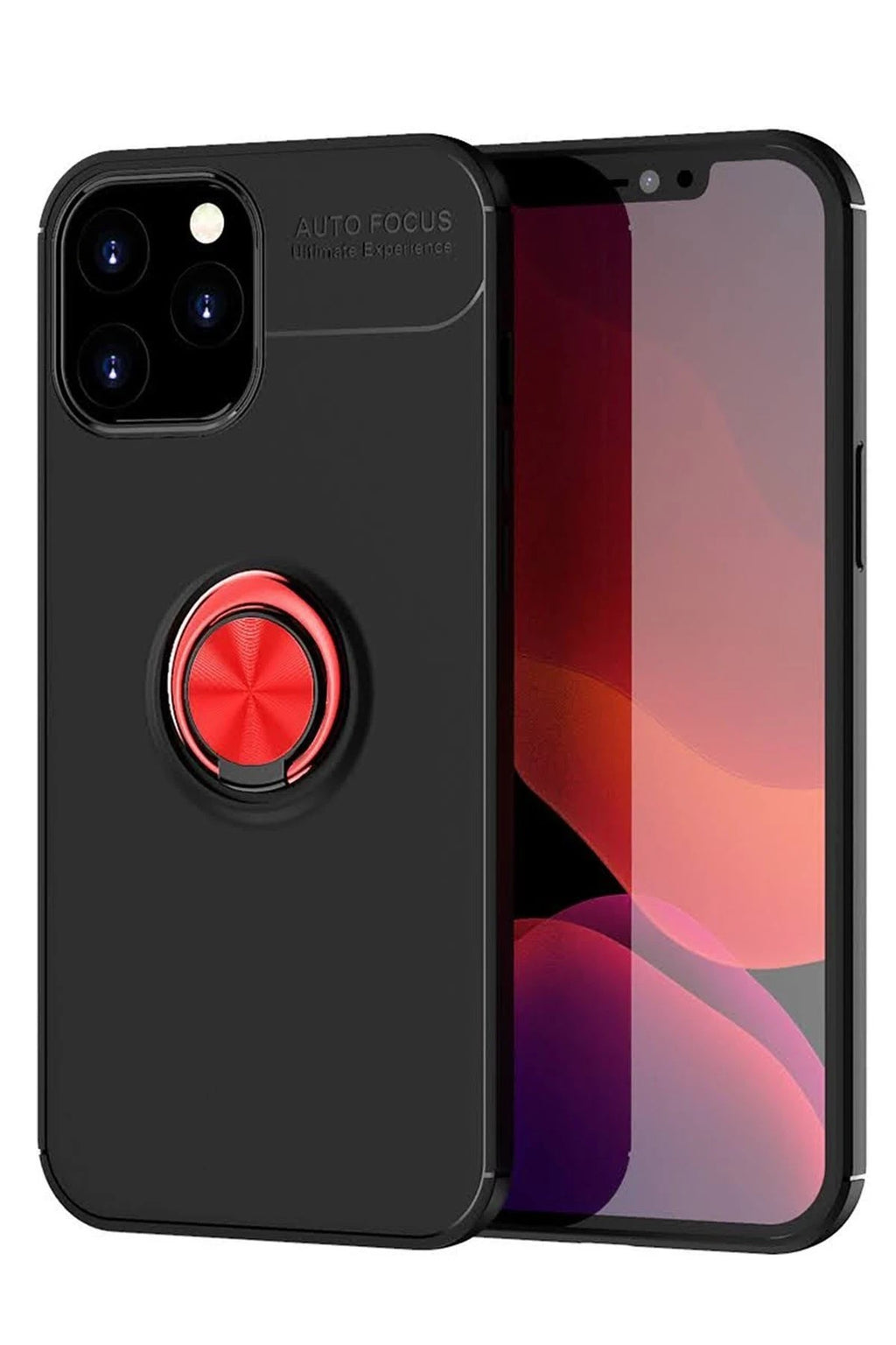 Mey İthalat® iPhone 12 Pro Max Kılıf Range Yüzüklü Silikon - Siyah-Kırmızı