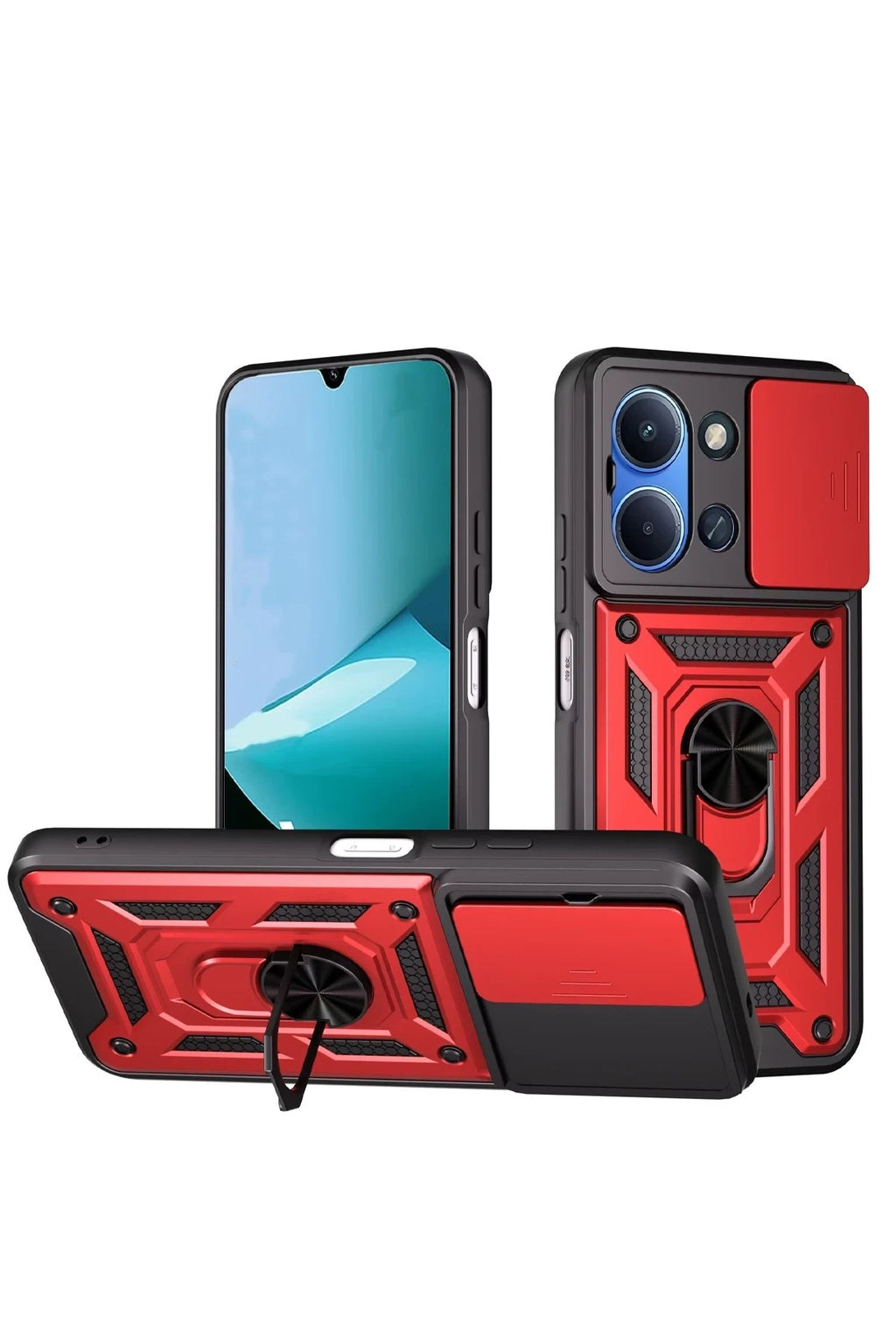 Mey İthalat® Redmi 15C 4G Pars Lens Yüzüklü Silikon - Kırmızı