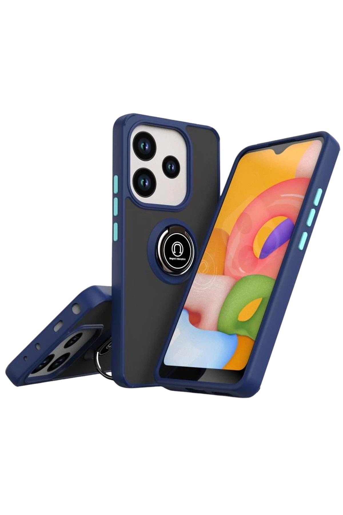 Mey İthalat® Redmi Note 14 4G Montreal Yüzüklü Silikon Kapak - Lacivert