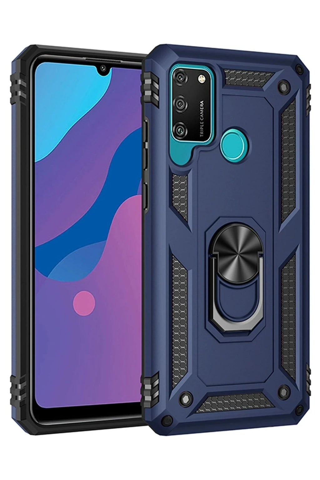 Mey İthalat® Huawei Y6P Kılıf Sofya Yüzüklü Silikon Kapak - Lacivert