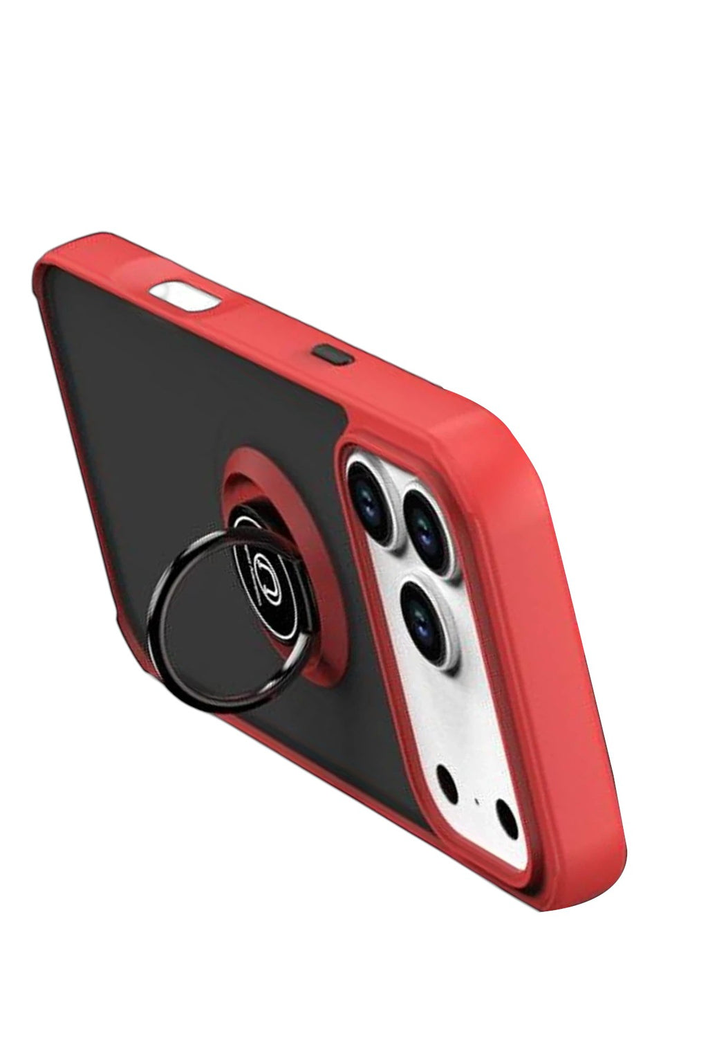 Mey İthalat® iPhone 17 Pro Max Montreal Yüzüklü Silikon Kapak - Kırmızı