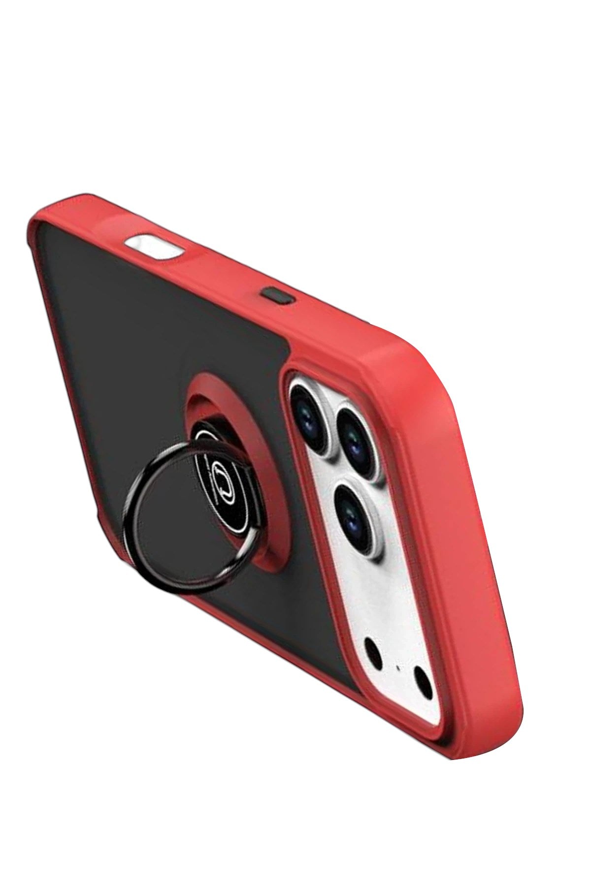 Mey İthalat® iPhone 17 Pro Max Montreal Yüzüklü Silikon Kapak - Kırmızı