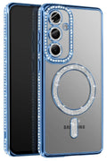 Mey İthalat® Samsung Galaxy A57 5G Joke Simli Magneticsafe Kılıf - Mavi