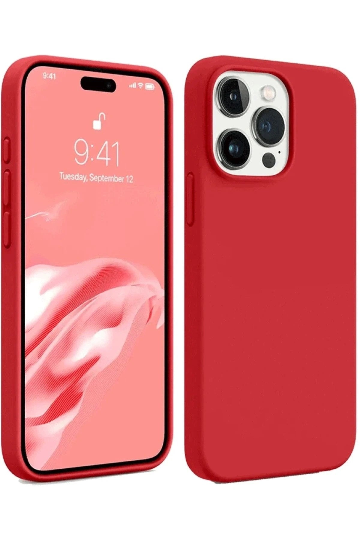 Mey İthalat® iPhone 15 Pro Max Kılıf First Silikon - Kırmızı