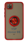 Mey İthalat® Huawei Y5P Kılıf Montreal Yüzüklü Silikon Kapak - Kırmızı