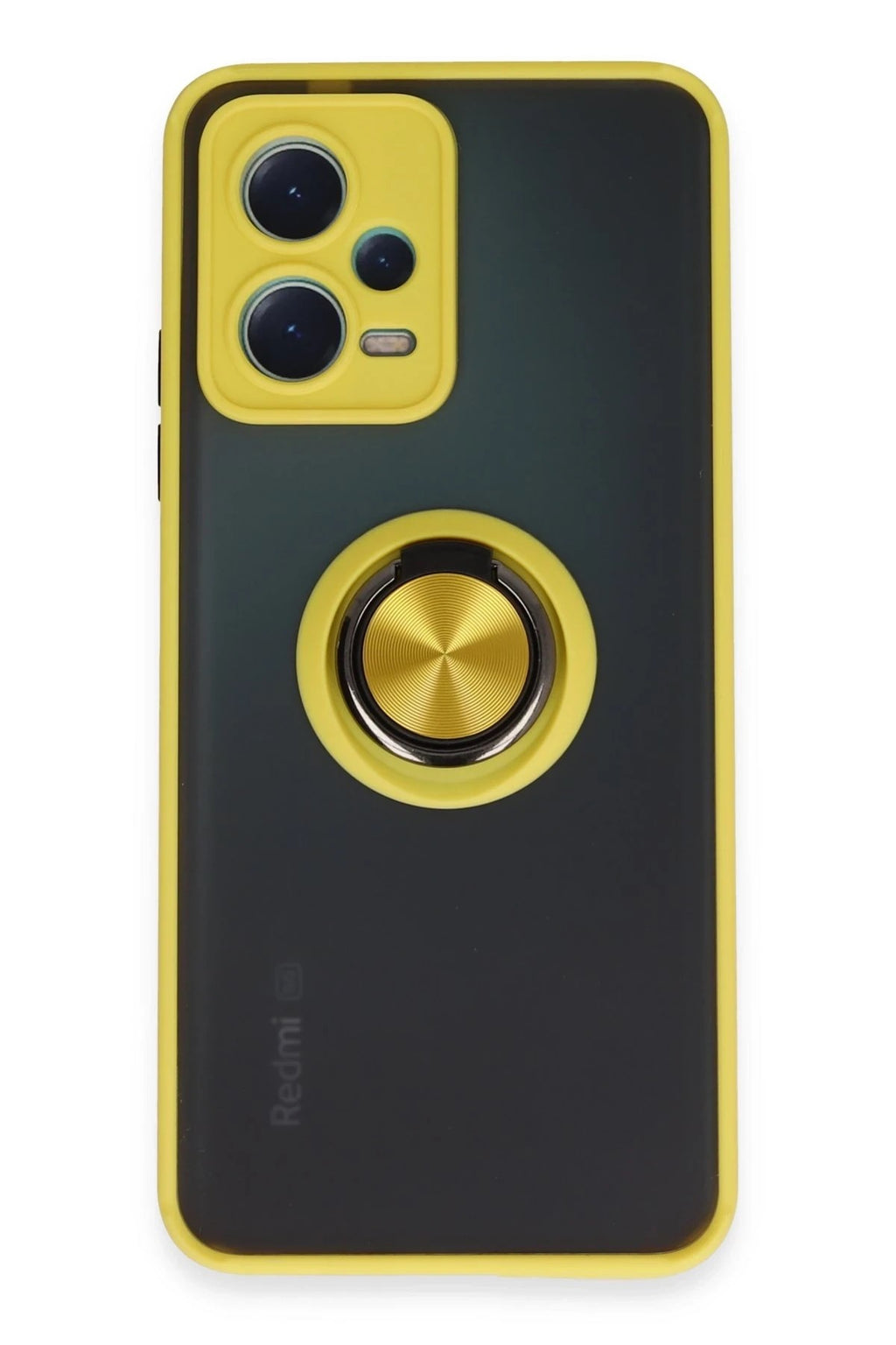 Mey İthalat® Redmi Note 12 5G Kılıf Montreal Yüzüklü Silikon Kapak - Sarı