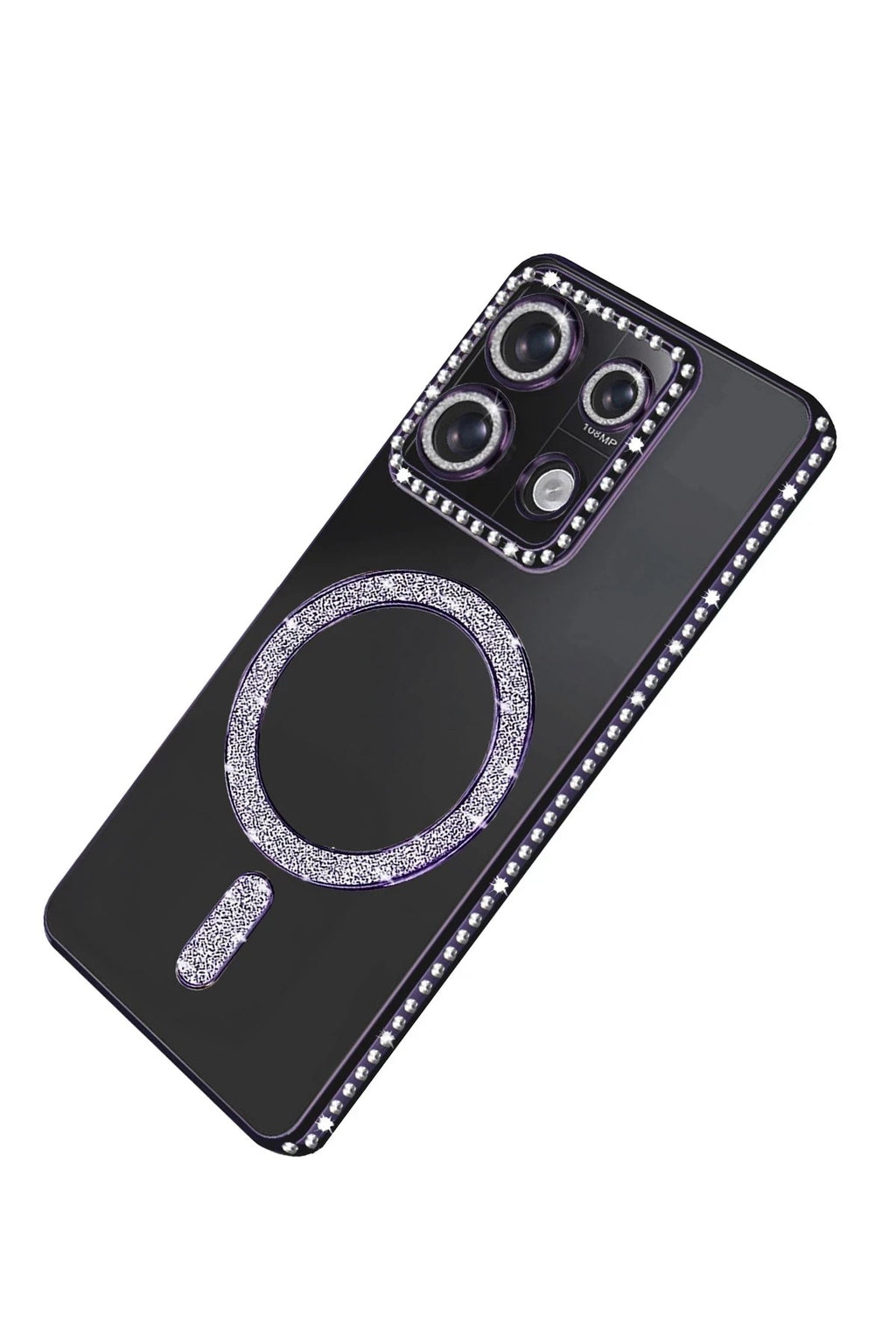 Mey İthalat® Redmi 13C Joke Simli Magneticsafe Kılıf - Derin Mor