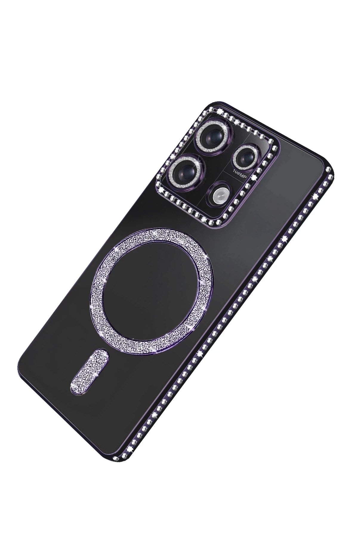 Mey İthalat® Redmi 13C Joke Simli Magneticsafe Kılıf - Derin Mor