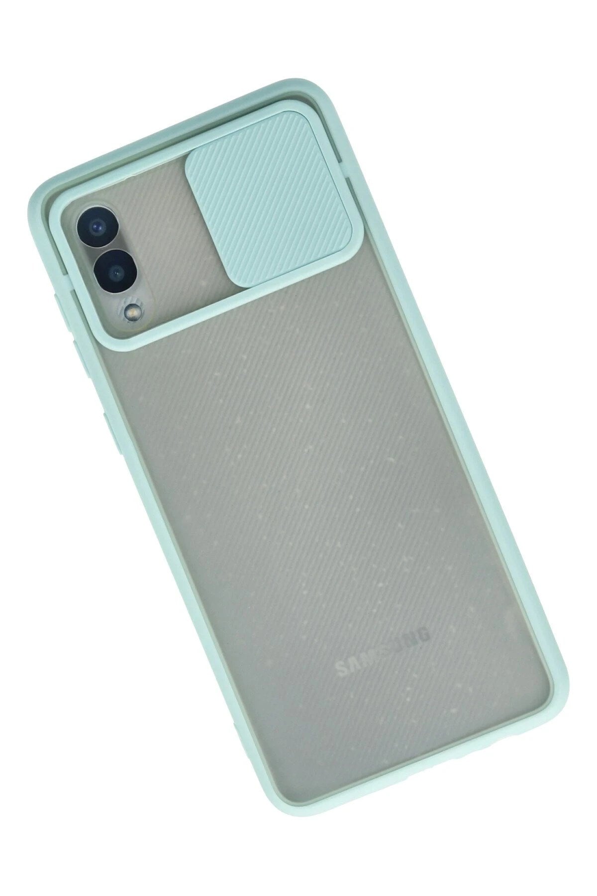 Mey İthalat® Samsung Galaxy A02 Kılıf Palm Buzlu Kamera Sürgülü Silikon - Turkuaz