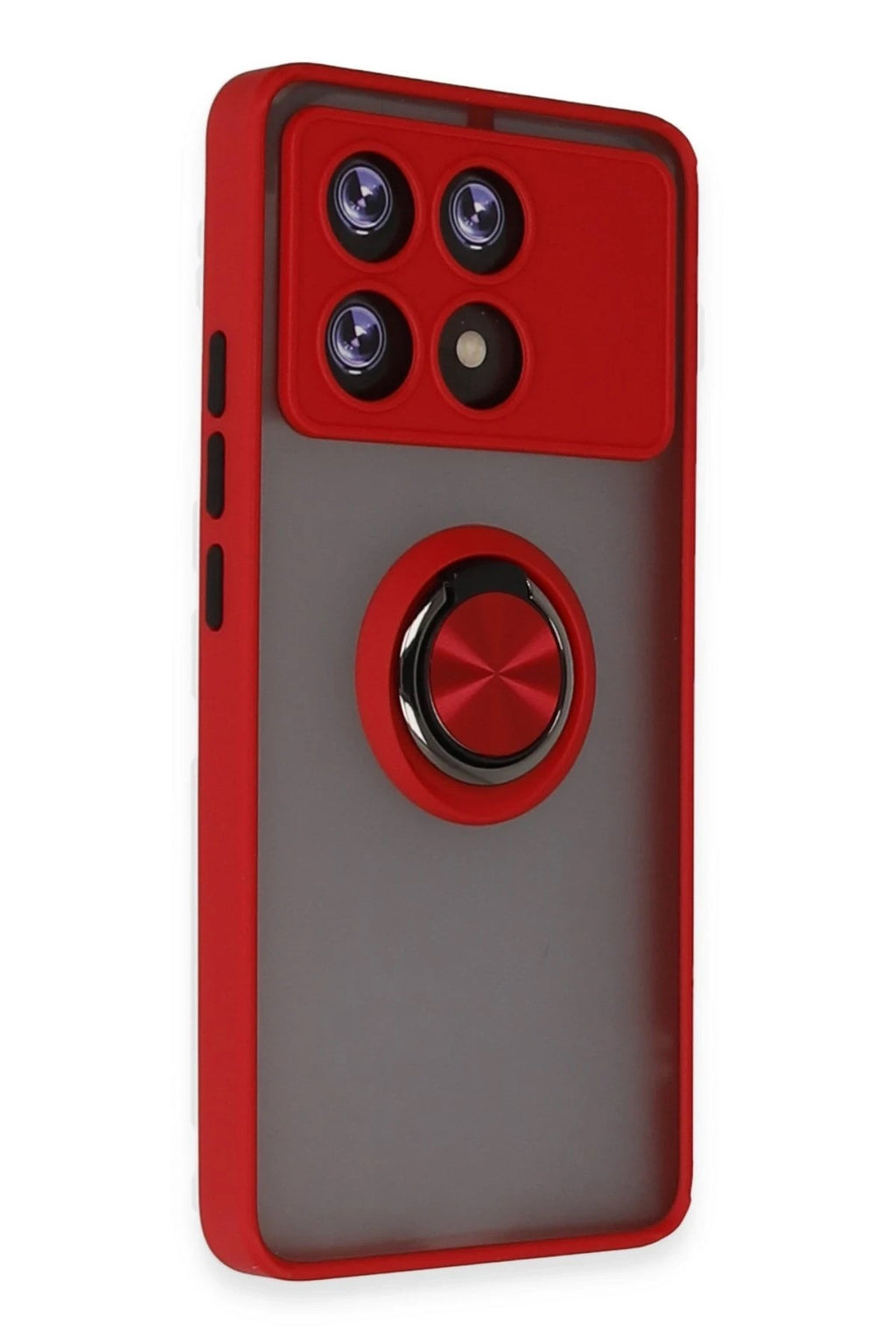 Mey İthalat® Poco X6 Pro Kılıf Montreal Yüzüklü Silikon Kapak - Kırmızı