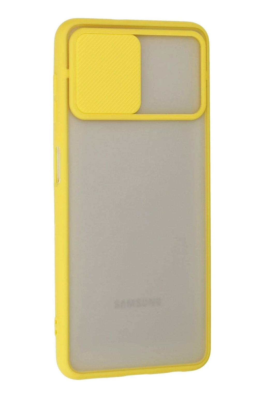 Mey İthalat® Samsung Galaxy A22 Kılıf Palm Buzlu Kamera Sürgülü Silikon - Sarı