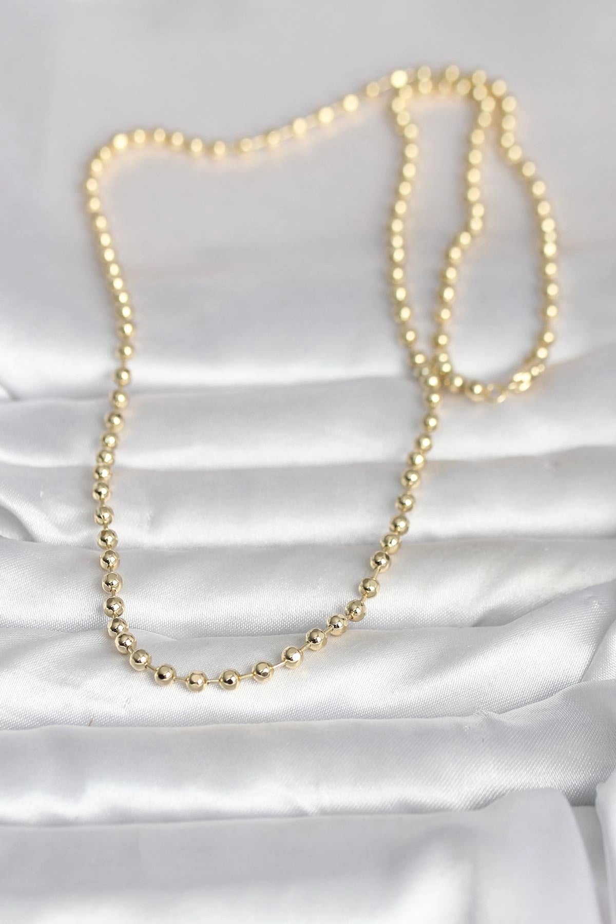 Mey İthalat® CM 14K Gold Renk Top Zincirli Model 60 cm Kadın Kolye