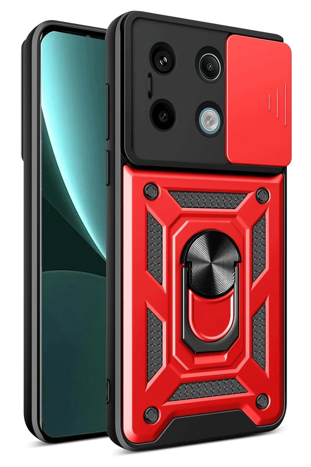 Mey İthalat® Redmi Note 13 Pro 4G Pars Lens Yüzüklü Silikon - Kırmızı