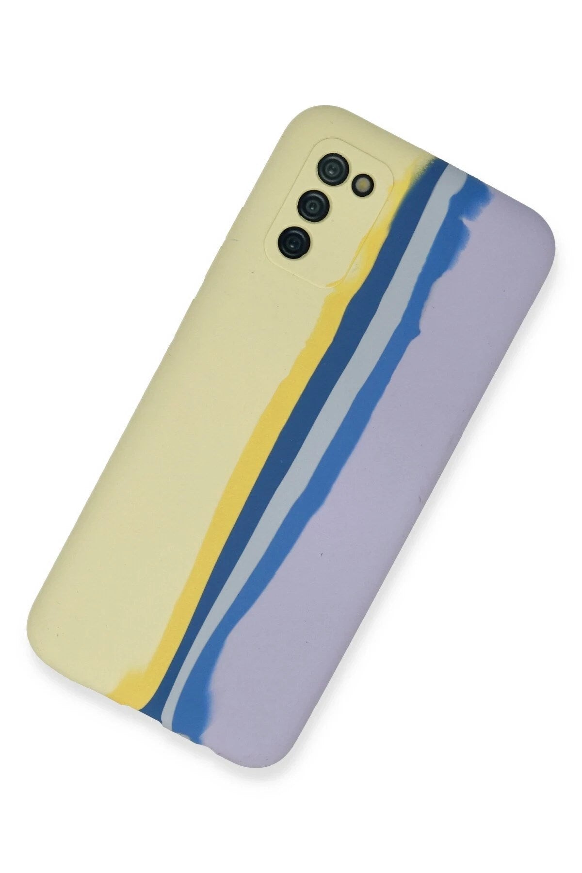 Mey İthalat® Samsung Galaxy A03S Kılıf Ebruli Lansman Silikon - Sarı-Lila
