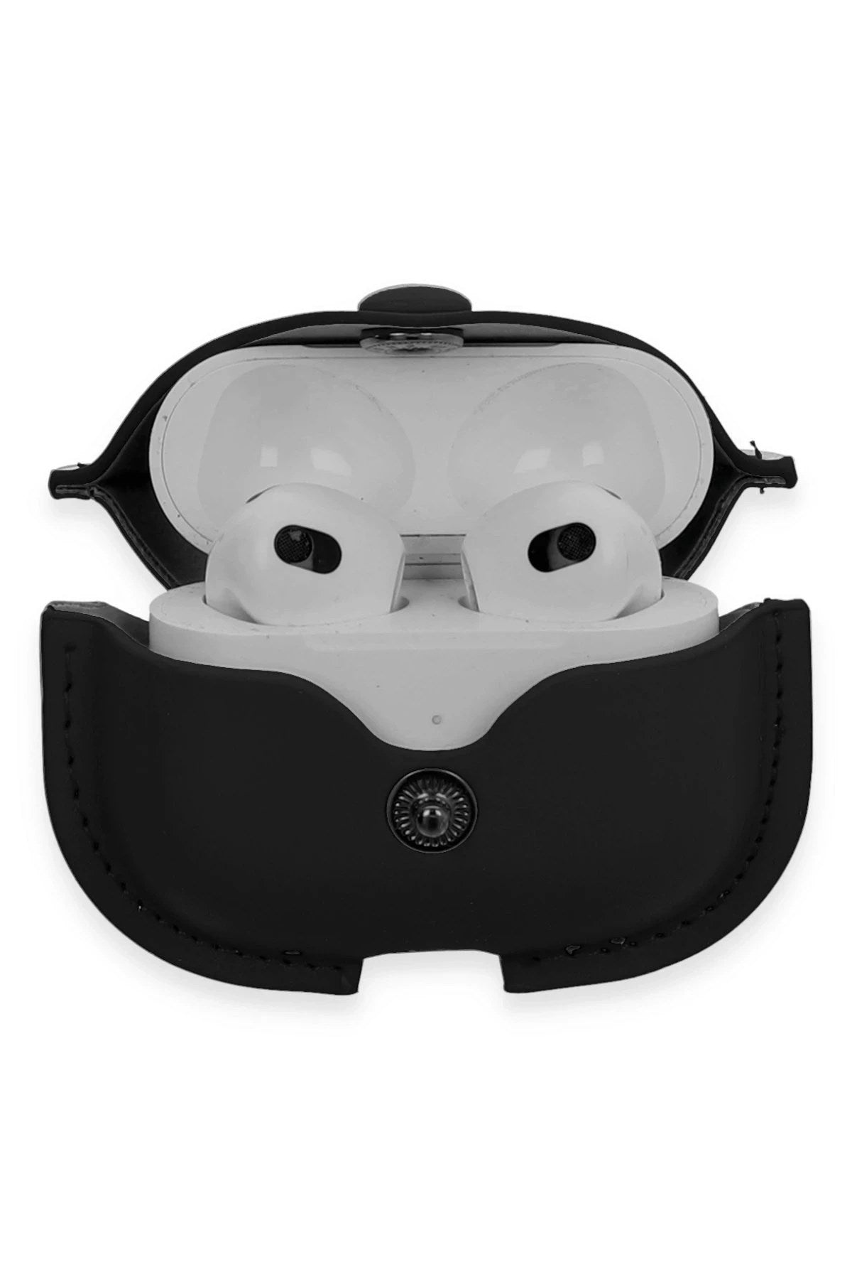 Mey İthalat® Airpods 3 (3.nesil) Çanta Deri Kılıf - Siyah