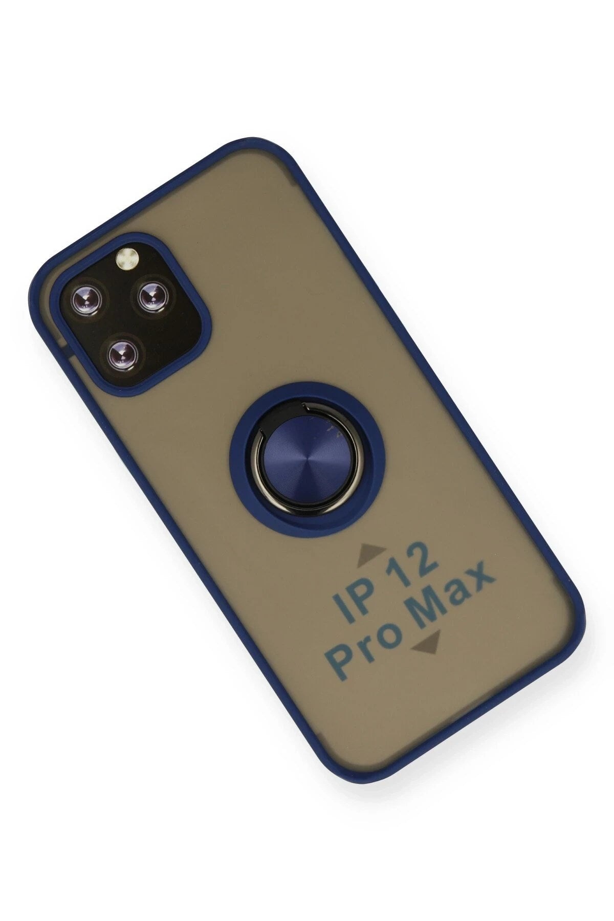 Mey İthalat® iPhone 12 Pro Max Kılıf Montreal Yüzüklü Silikon Kapak - Lacivert