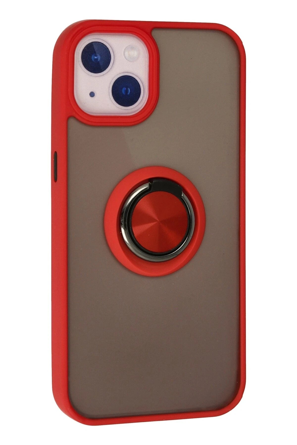 Mey İthalat® iPhone 15 Kılıf Montreal Yüzüklü Silikon Kapak - Kırmızı