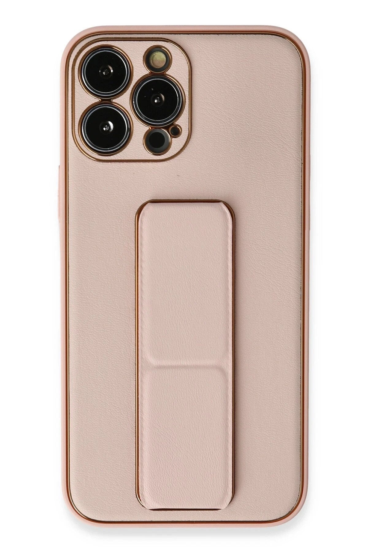 Mey İthalat® iPhone 13 Pro Kılıf Coco Deri Standlı Kapak - Pembe
