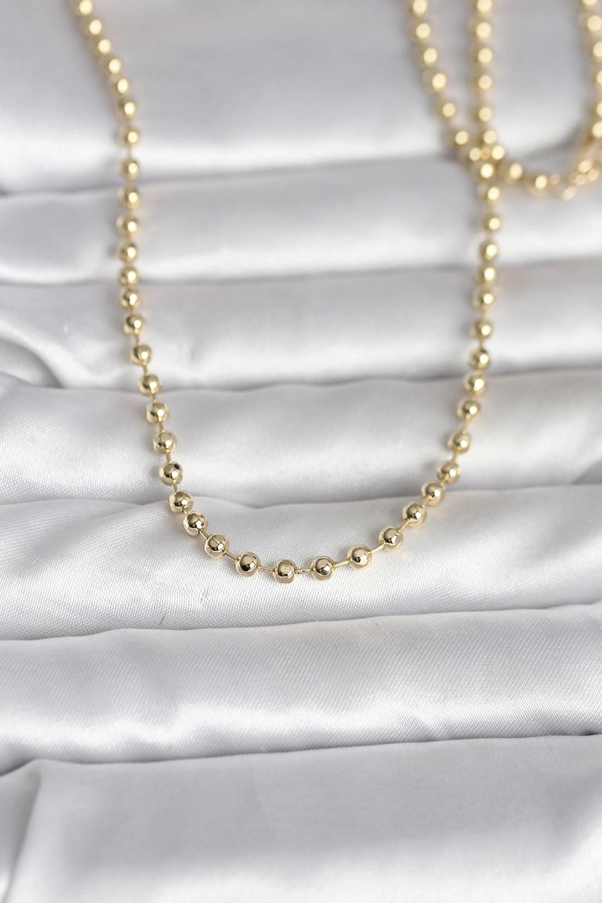 Mey İthalat® CM 14K Gold Renk Top Zincirli Model 60 cm Kadın Kolye