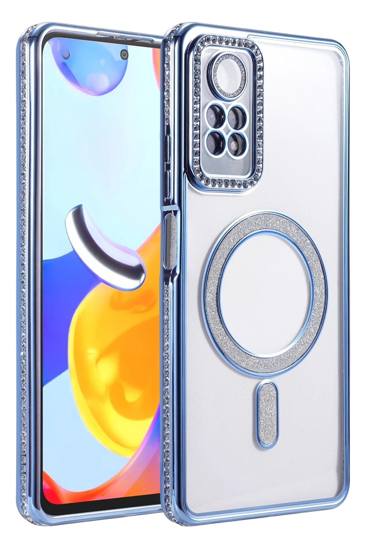 Mey İthalat® Redmi Note 12 Pro 4G Joke Simli Magneticsafe Kılıf - Mavi