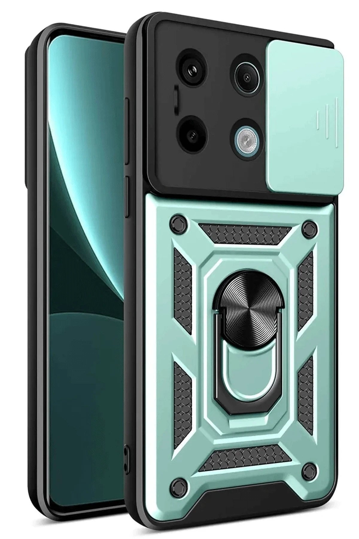 Mey İthalat® Redmi Note 13 Pro 4G Pars Lens Yüzüklü Silikon - Yeşil