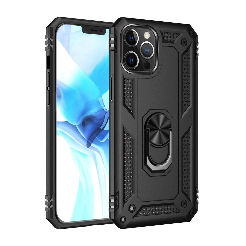 Mey İthalat® iPhone 12 Pro Max Kılıf Sofya Yüzüklü Silikon Kapak - Siyah