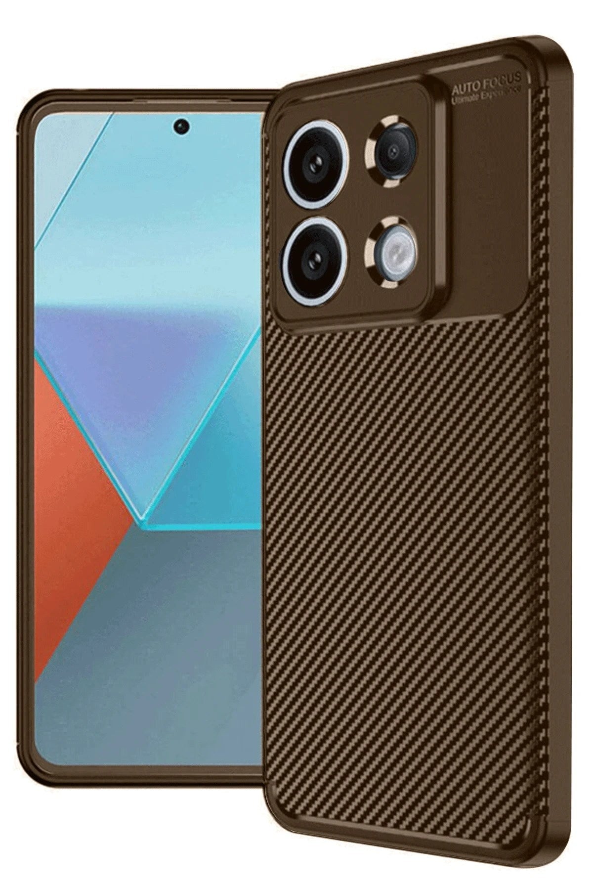 Mey İthalat® Redmi Note 13 Pro 4G Kılıf Auto Focus Karbon Kapak - Kahverengi