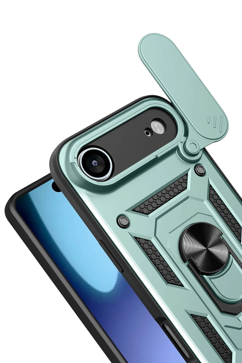 Mey İthalat® iPhone 17 Air Pars Lens Yüzüklü Silikon - Yeşil