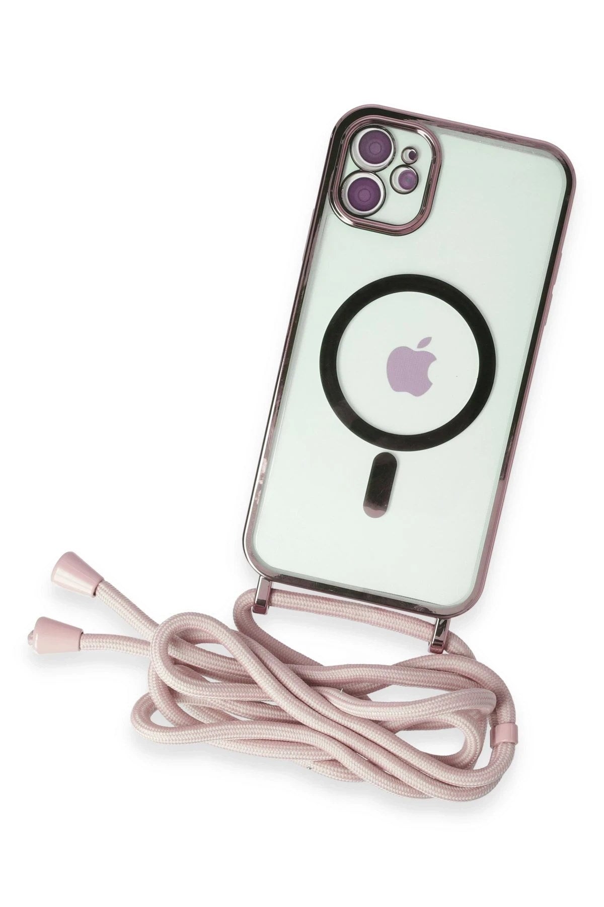Mey İthalat® iPhone 11 Kılıf Divo Lazer Askılı Magsafe Kapak - Pembe
