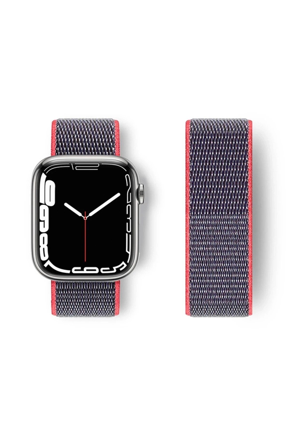Mey İthalat® Watch 42mm Hasırlı Cırtcırtlı Kordon - Pembe