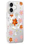 Mey İthalat® iPhone 16 Floral Magsafe Kapak - Turuncu