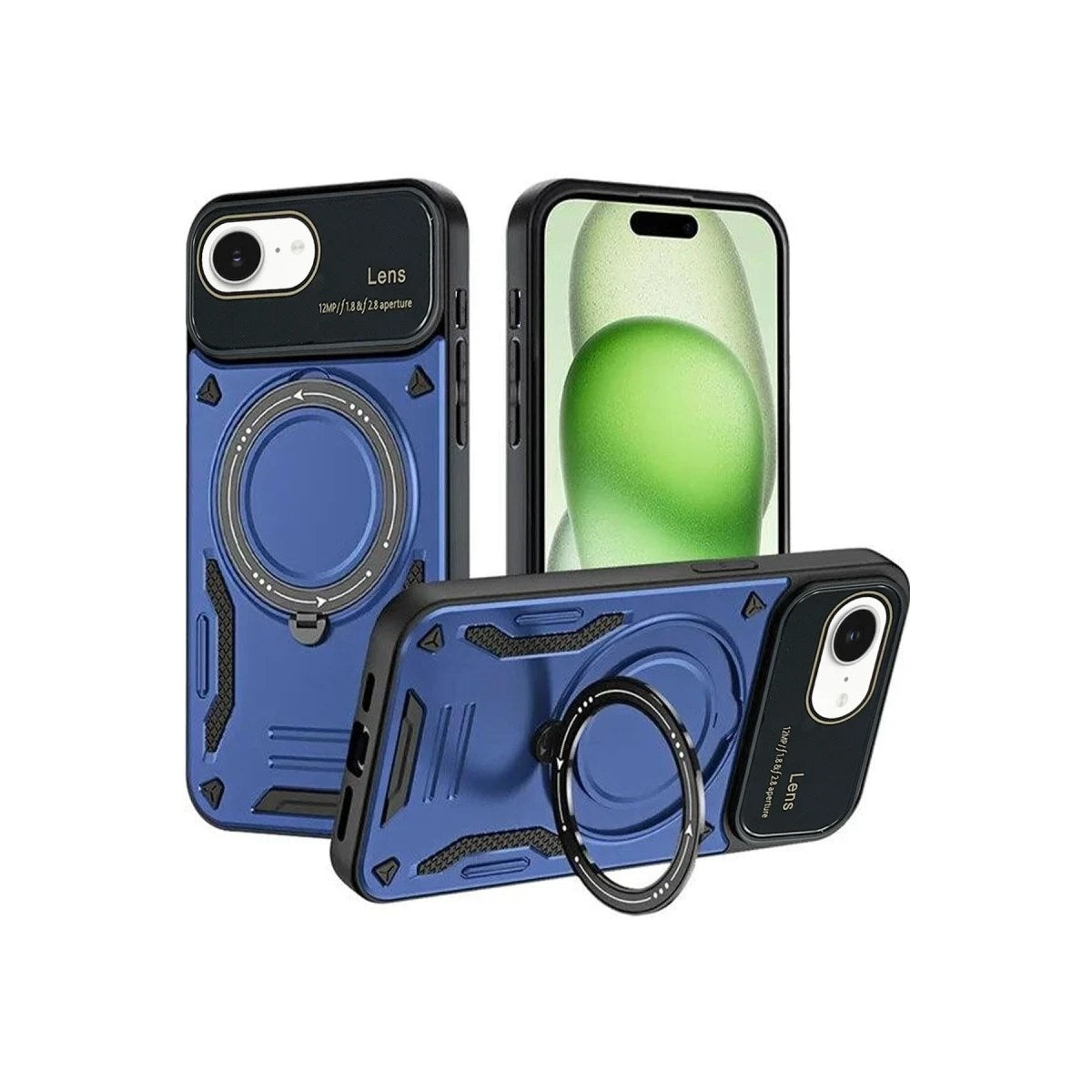 Mey İthalat® iPhone 16E Kılıf Joy Lens Standlı Kapak - Lacivert