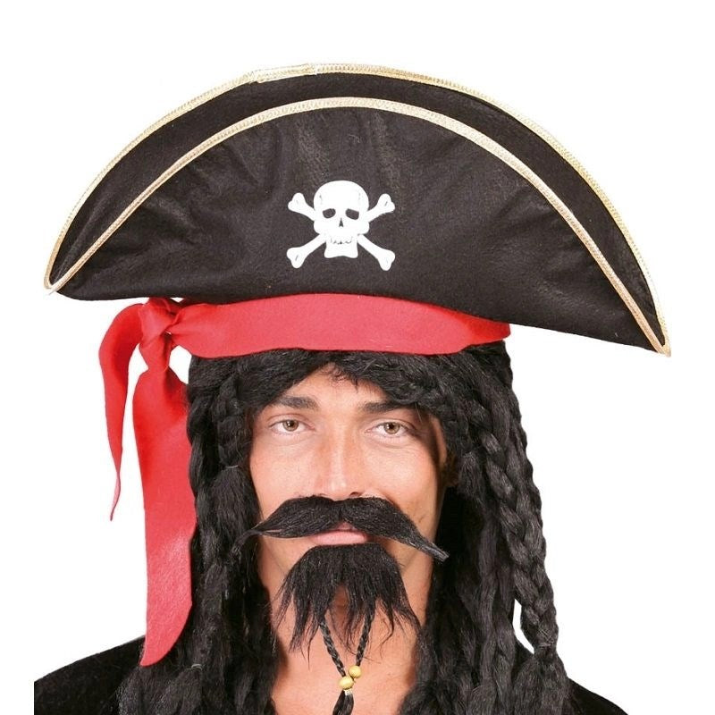 Mey İthalat® Karayip Korsanları Kaptan Jack Kadife Korsan Şapkası Yetişkin