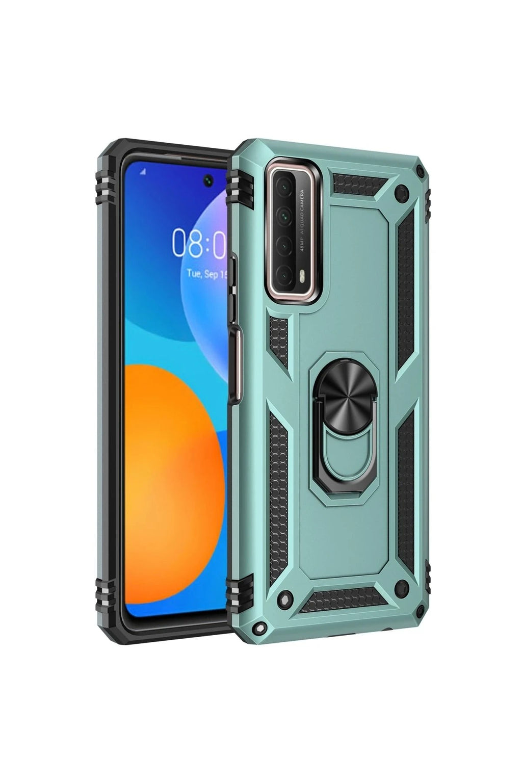 Mey İthalat® Huawei P Smart 2021 Kılıf Sofya Yüzüklü Silikon Kapak - Yeşil