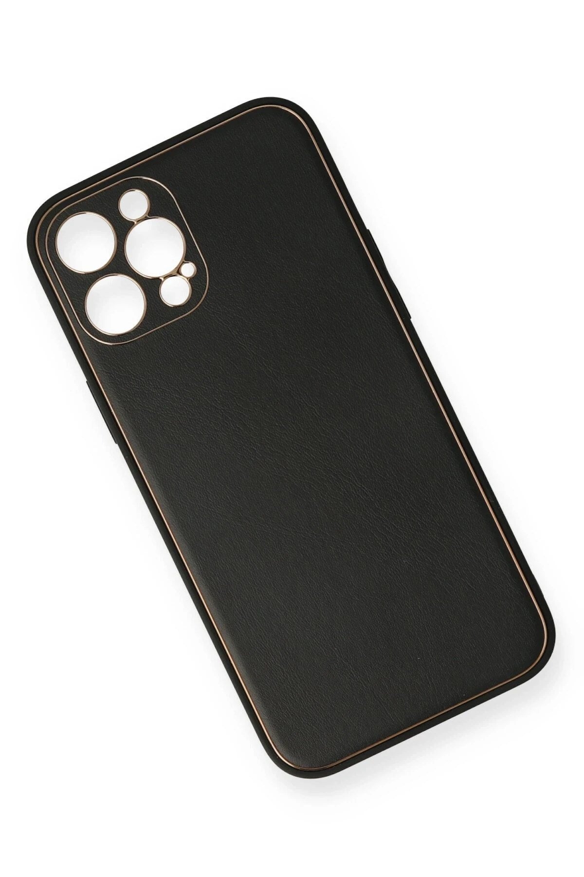 Mey İthalat® iPhone 12 Pro Kılıf Coco Deri Silikon Kapak - Siyah