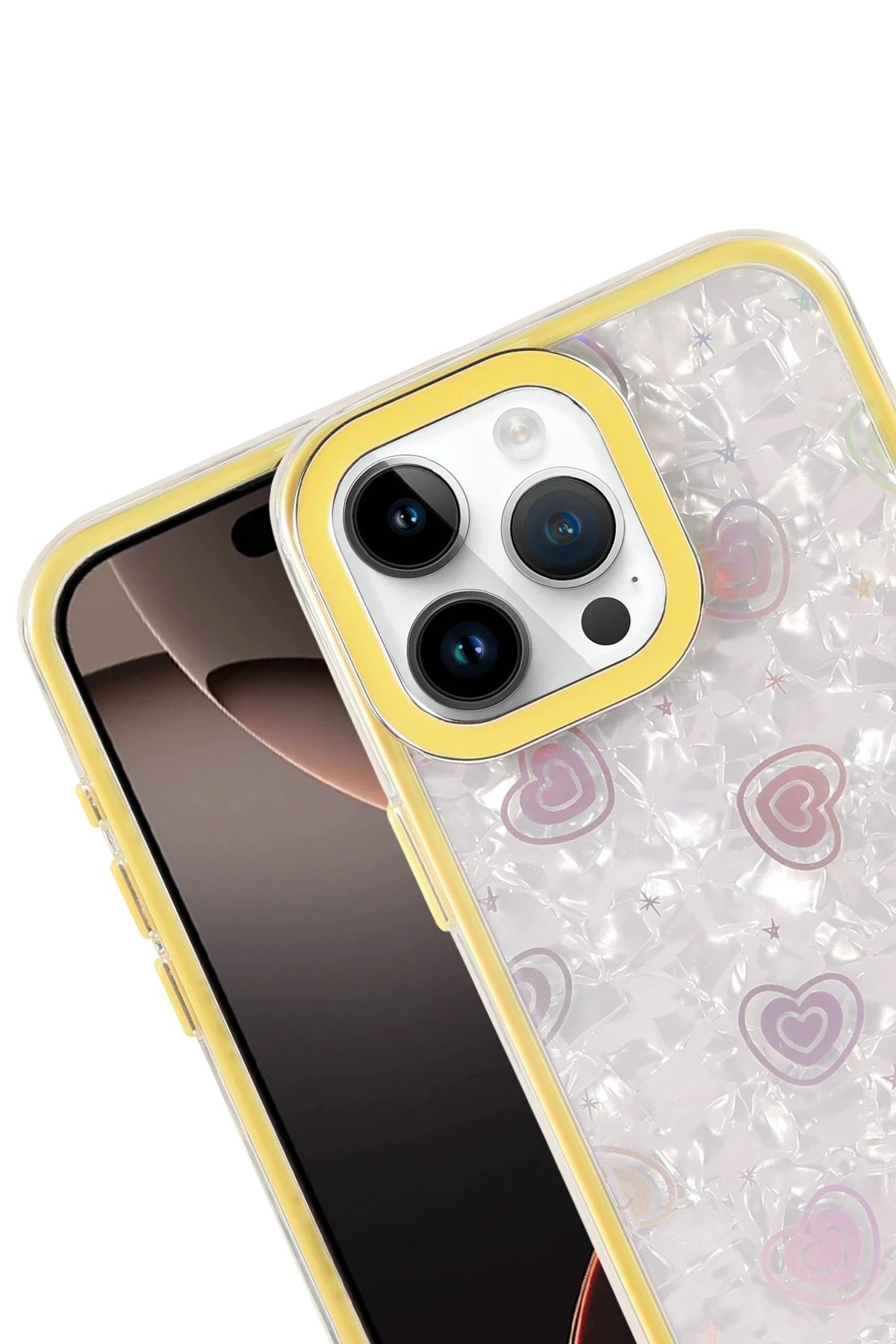 Mey İthalat® iPhone 15 Pro Lumi Desenli Kapak - Sarı