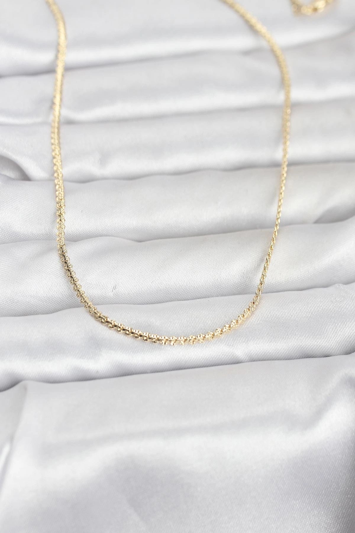 Mey İthalat® CM 14K Gold Renk Yassı Zincir Model 60 cm Kadın Kolye