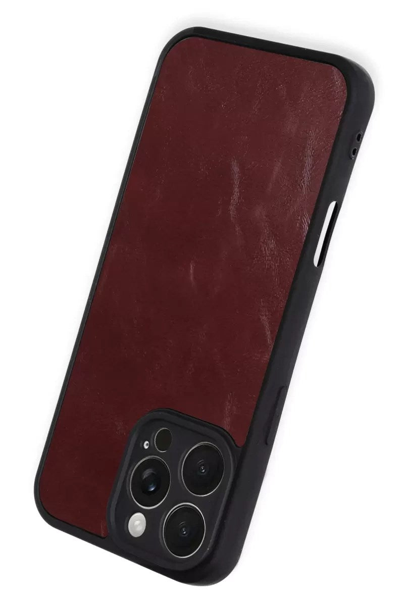 Mey İthalat® iPhone 16 Pro Max Kılıf Aras Deri Kapak - Bordo
