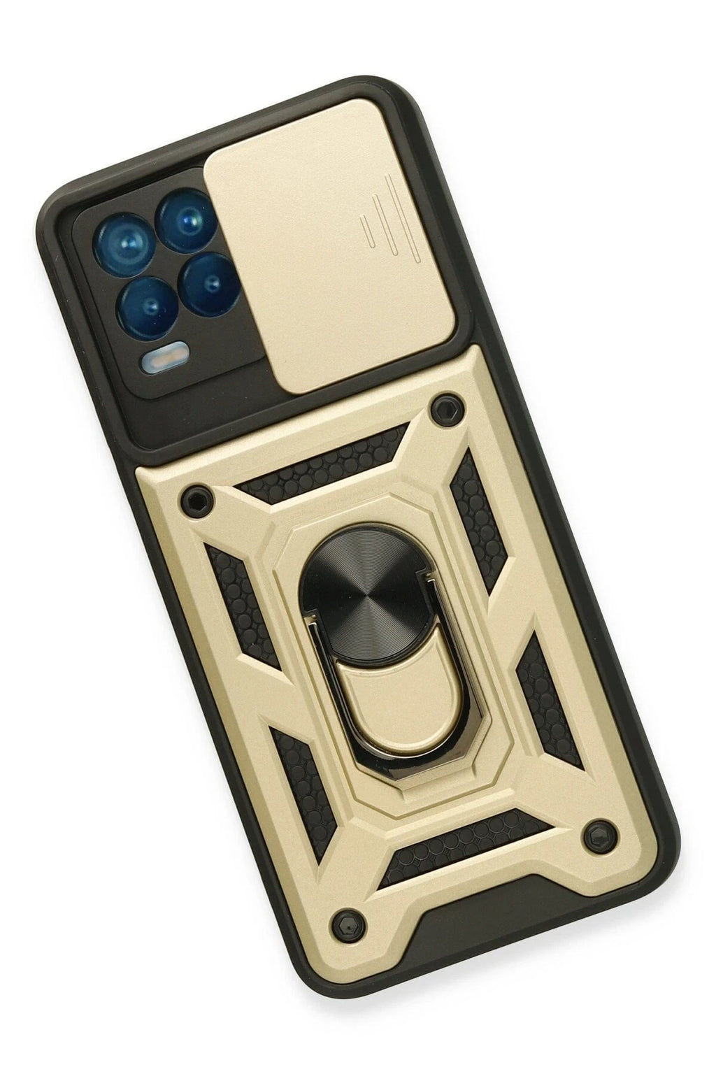Mey İthalat® Realme 8 Kılıf Pars Lens Yüzüklü Silikon - Gold