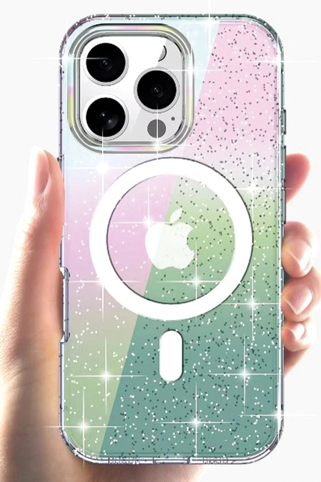 Mey İthalat® iPhone 15 Pro Rasasi Simli Magsafe Kapak - Şeffaf