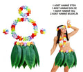 Mey İthalat® Yetişkin Hawaii Kostüm Seti - Yaprak Etek &amp; Hawaii Set - 5 Parça